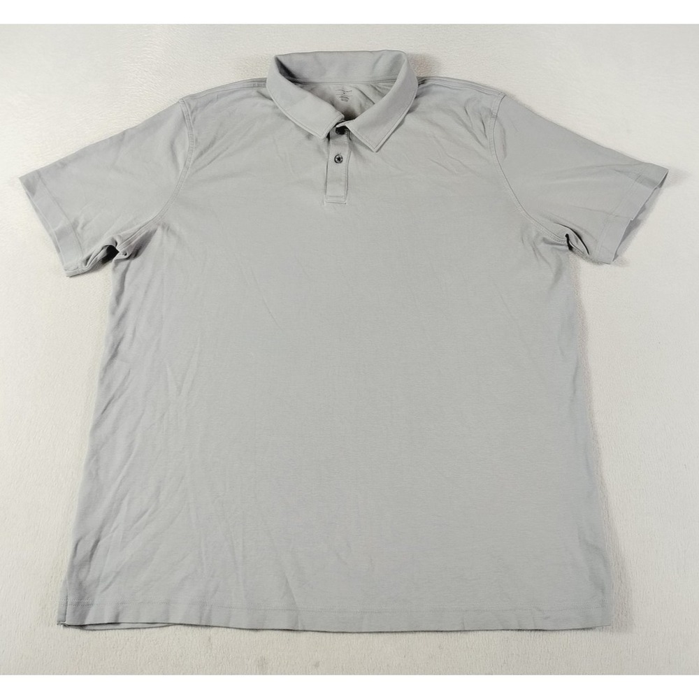 14th & Union Polo Shirt Mens XL Gray Solid Cotton Jersey Short Sleeve Casual